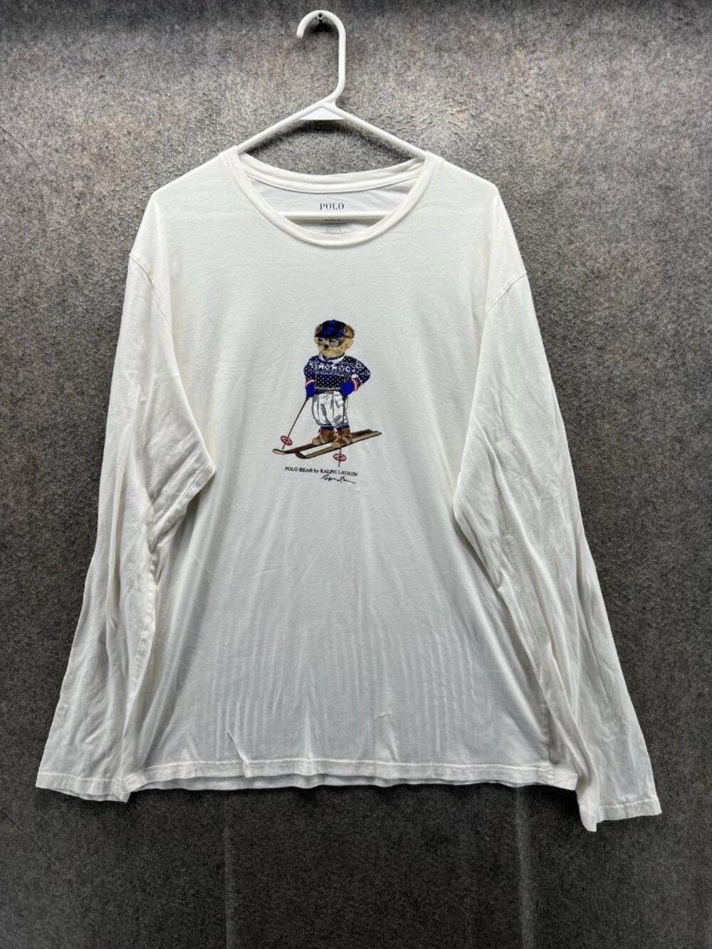 Polo Ralph Lauren Shirt Mens XL White Ski Polo Bear Graphic Crewneck Tee